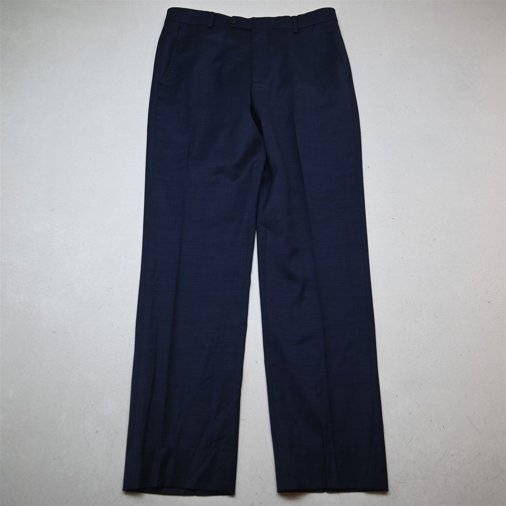 Kenneth Cole 30x32 Blue Stretch Wool Aweraness Flat Front Slim Dress Mens Pants